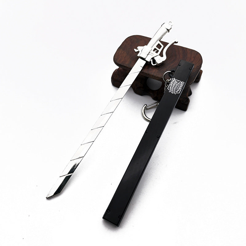 Wholesale Anime Titan Wings of Liberty Eren Mikasa Sword Metal Model Keychain